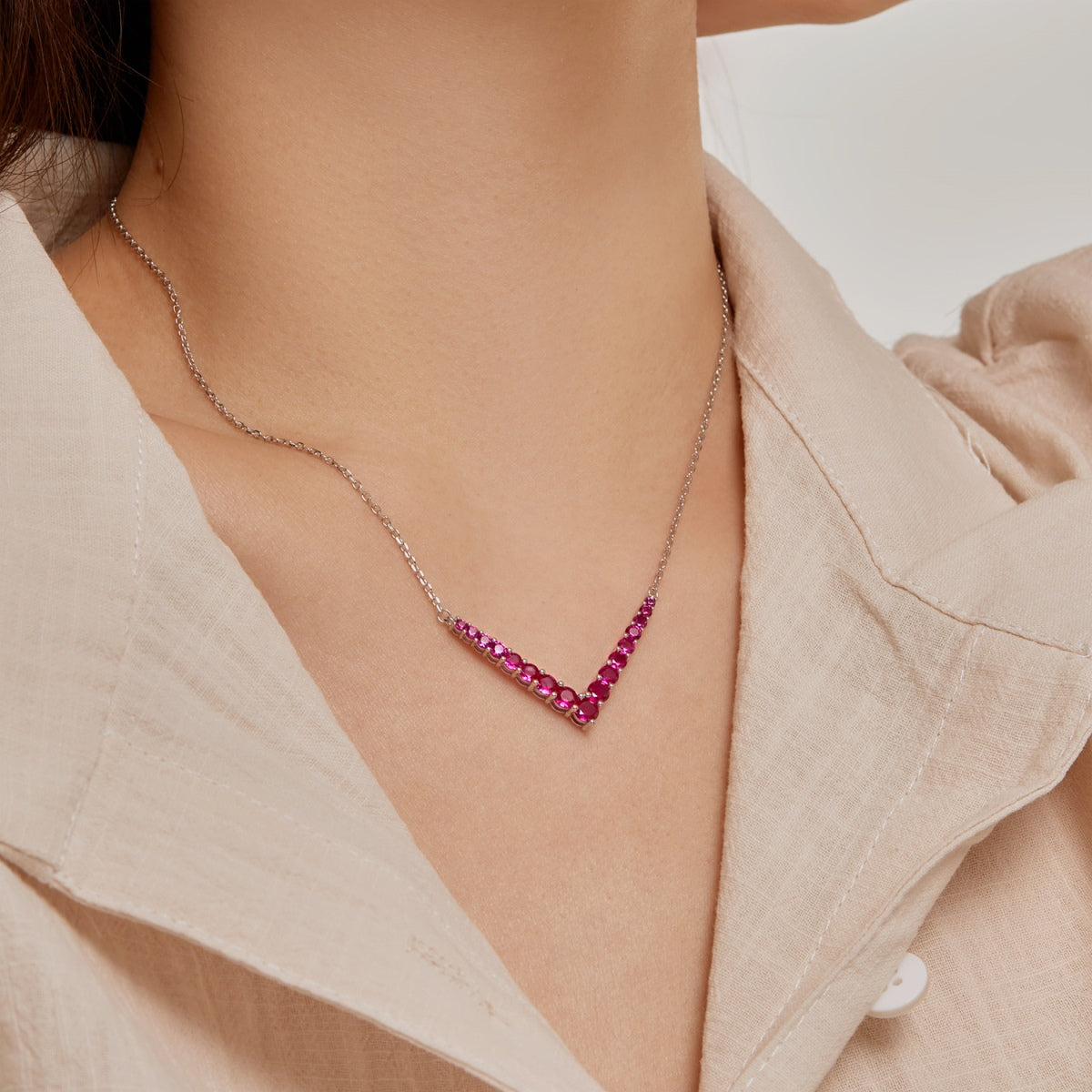 Angela Jewelry]Verzierte Halskette mit rundem Schliff