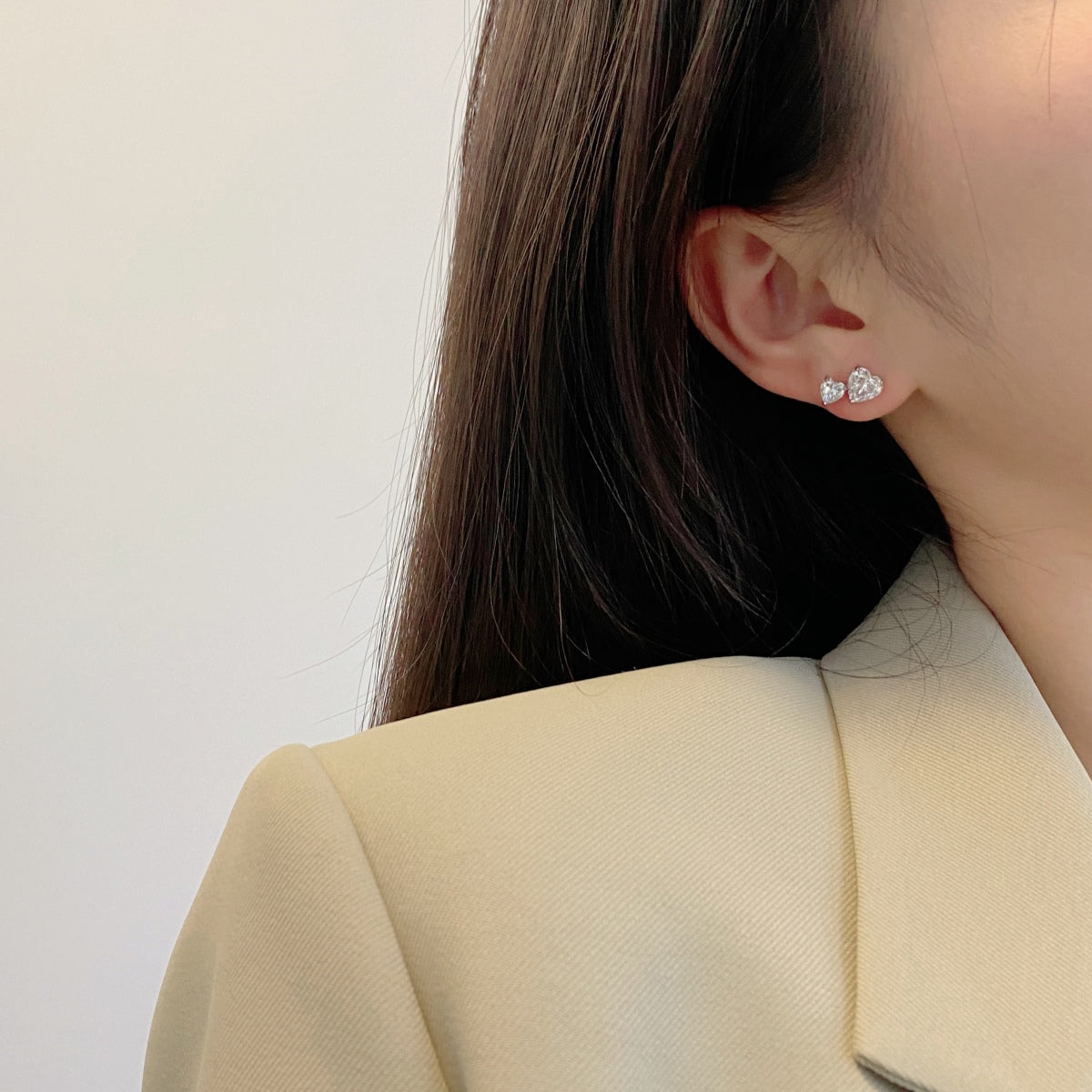 Angela Jewelry]Doppelte herzförmige Ohrringe im klassischen Prinzessinnenstil