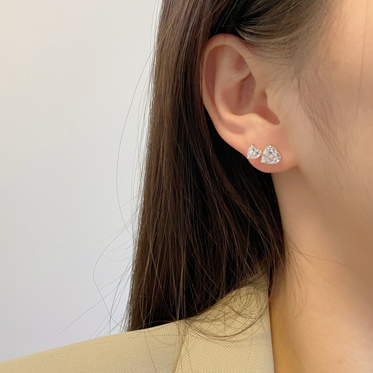 Angela Jewelry]Doppelte herzförmige Ohrringe im klassischen Prinzessinnenstil