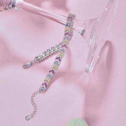 アンジェラジュエリー]華やかな輝きのラウンドカットパーティーブレスレット
