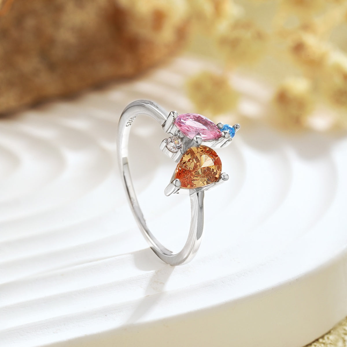 Angela Jewelry] Strahlend bunter Multi-Cut-Tagesring