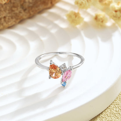 Angela Jewelry] Strahlend bunter Multi-Cut-Tagesring