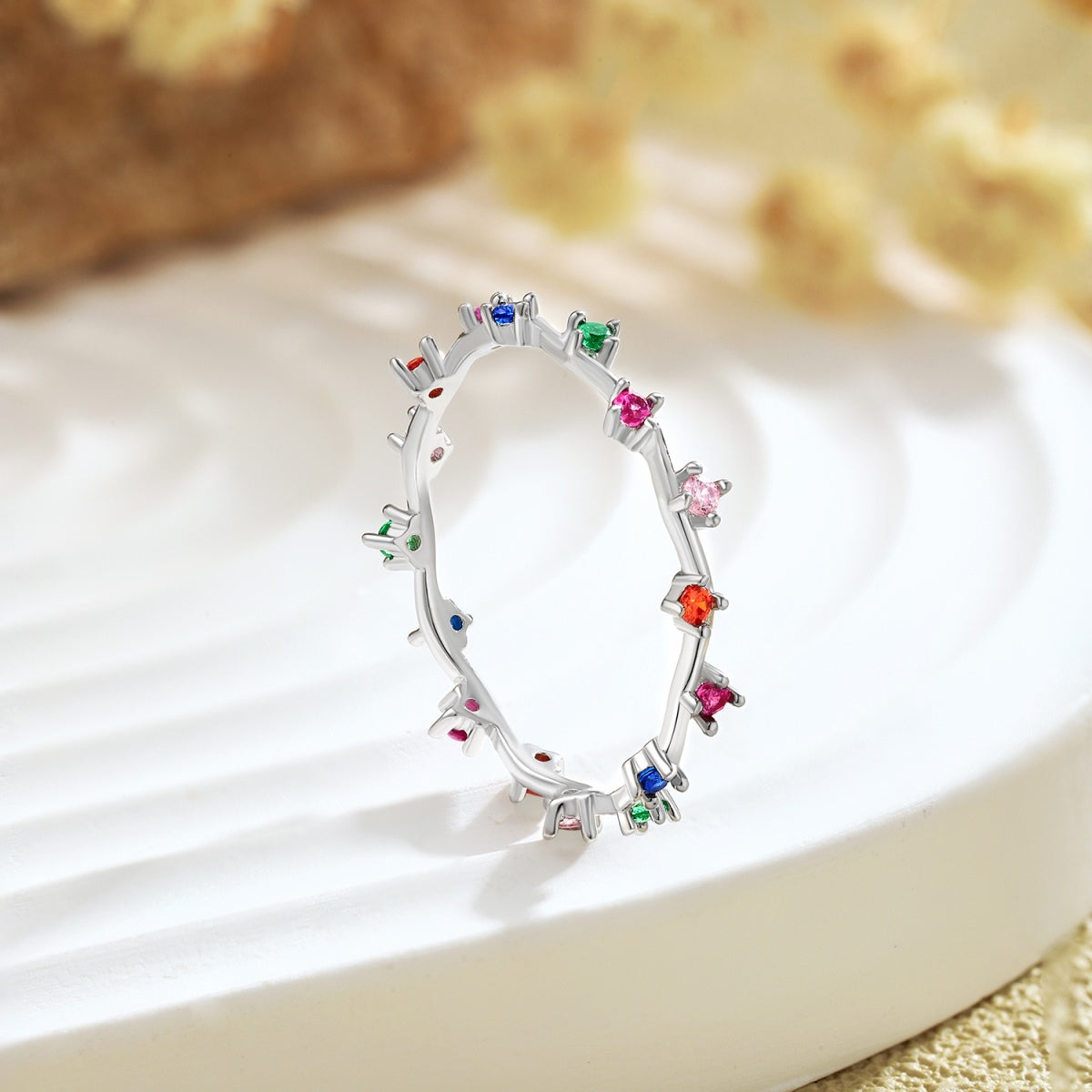 Angela Jewelry] Strahlend bunter Rundschliff-Tagesring
