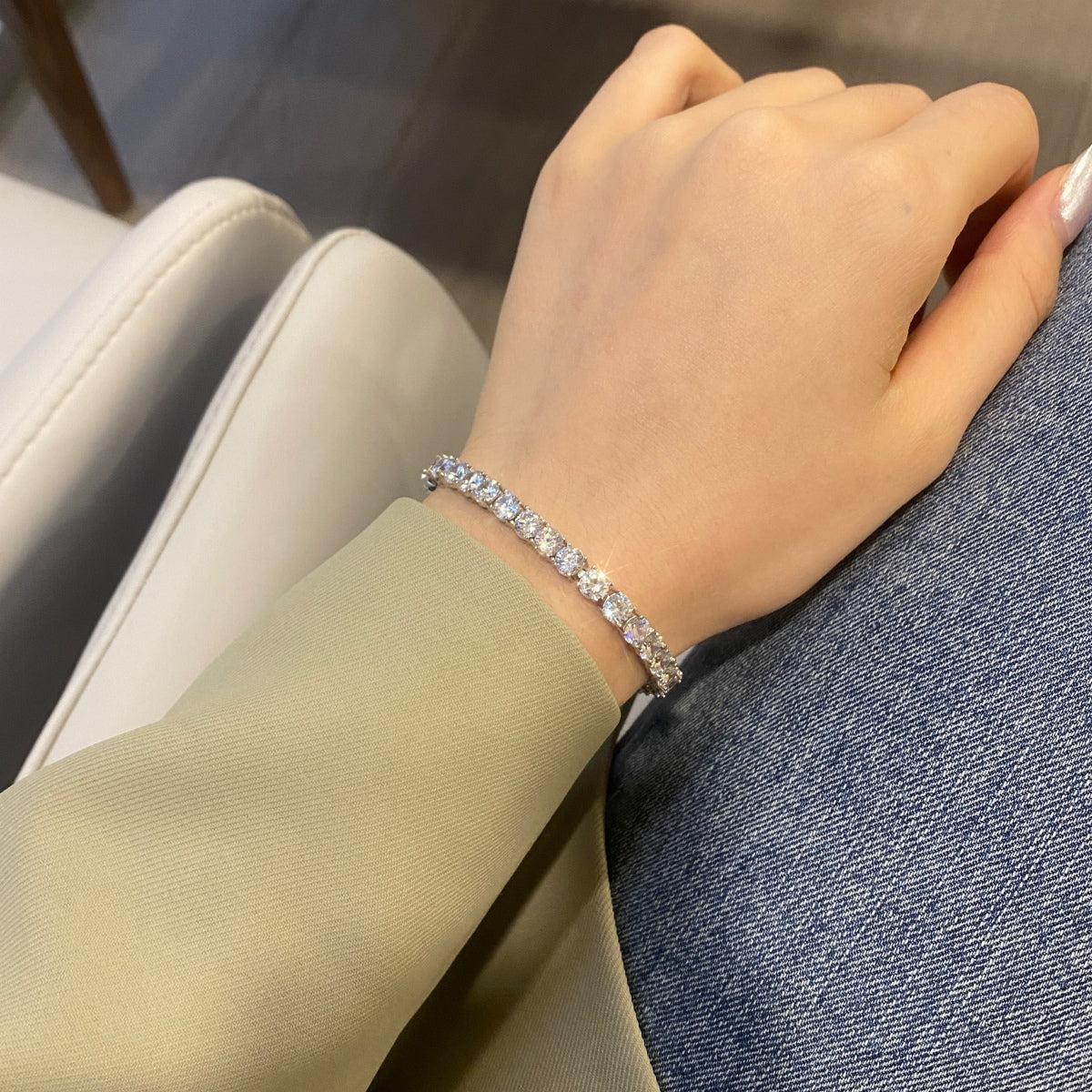Angela Jewelry]Verziertes funkelndes Hochzeitsarmband im Rundschliff