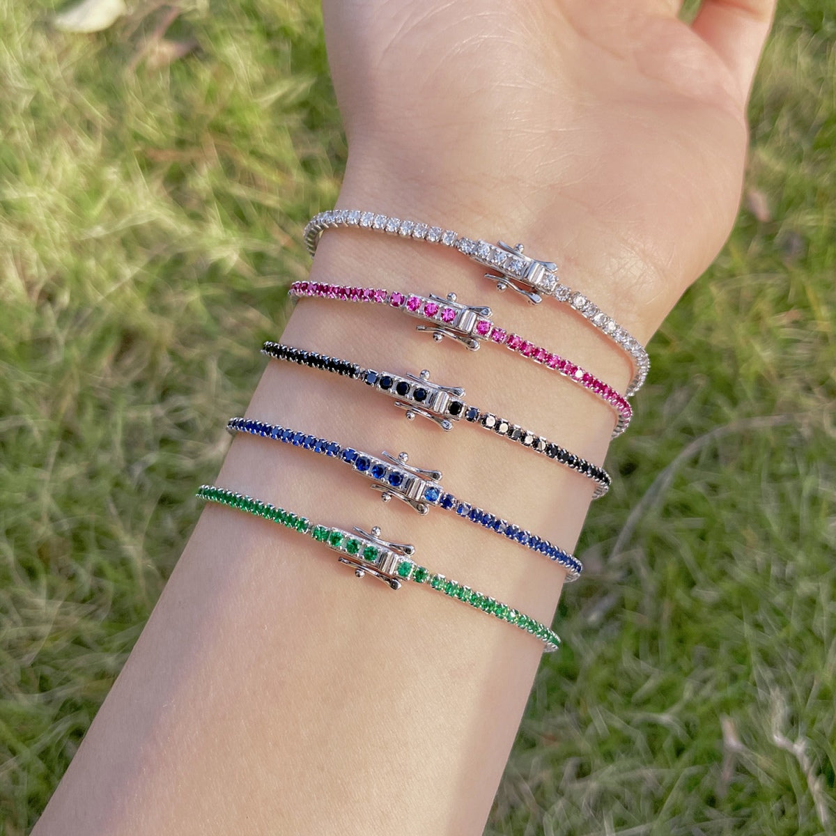 Angela Jewelry] Strahlend buntes Party-Armband im Rundschliff