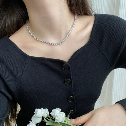 Angela Jewelry]Verzierte Tenniskette mit Herzschliff