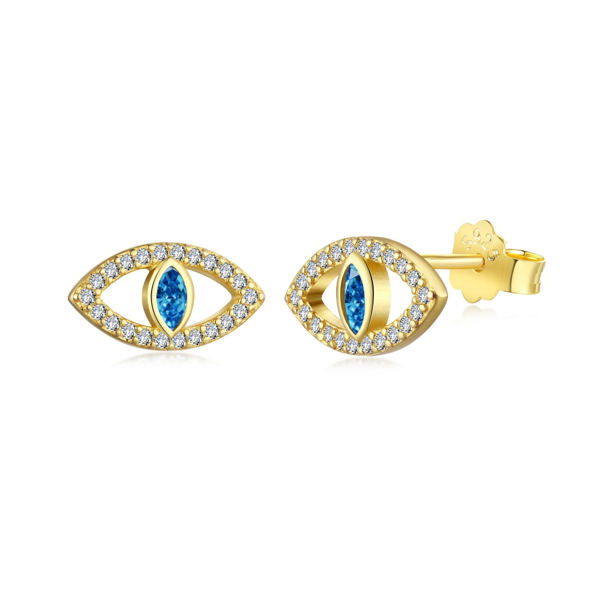 Angela Jewelry] Blaue Teufelsaugen Hohlohrstecker