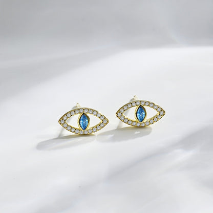 Angela Jewelry] Blaue Teufelsaugen Hohlohrstecker