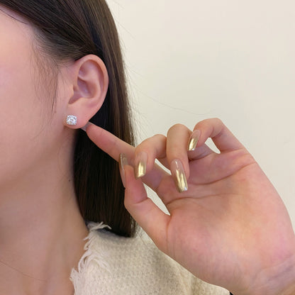 Angela Jewelry]Klassische Ohrstecker mit rundem Mittelstein