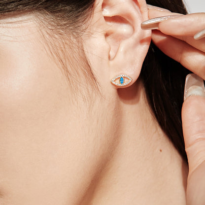 Angela Jewelry] Blaue Teufelsaugen Hohlohrstecker