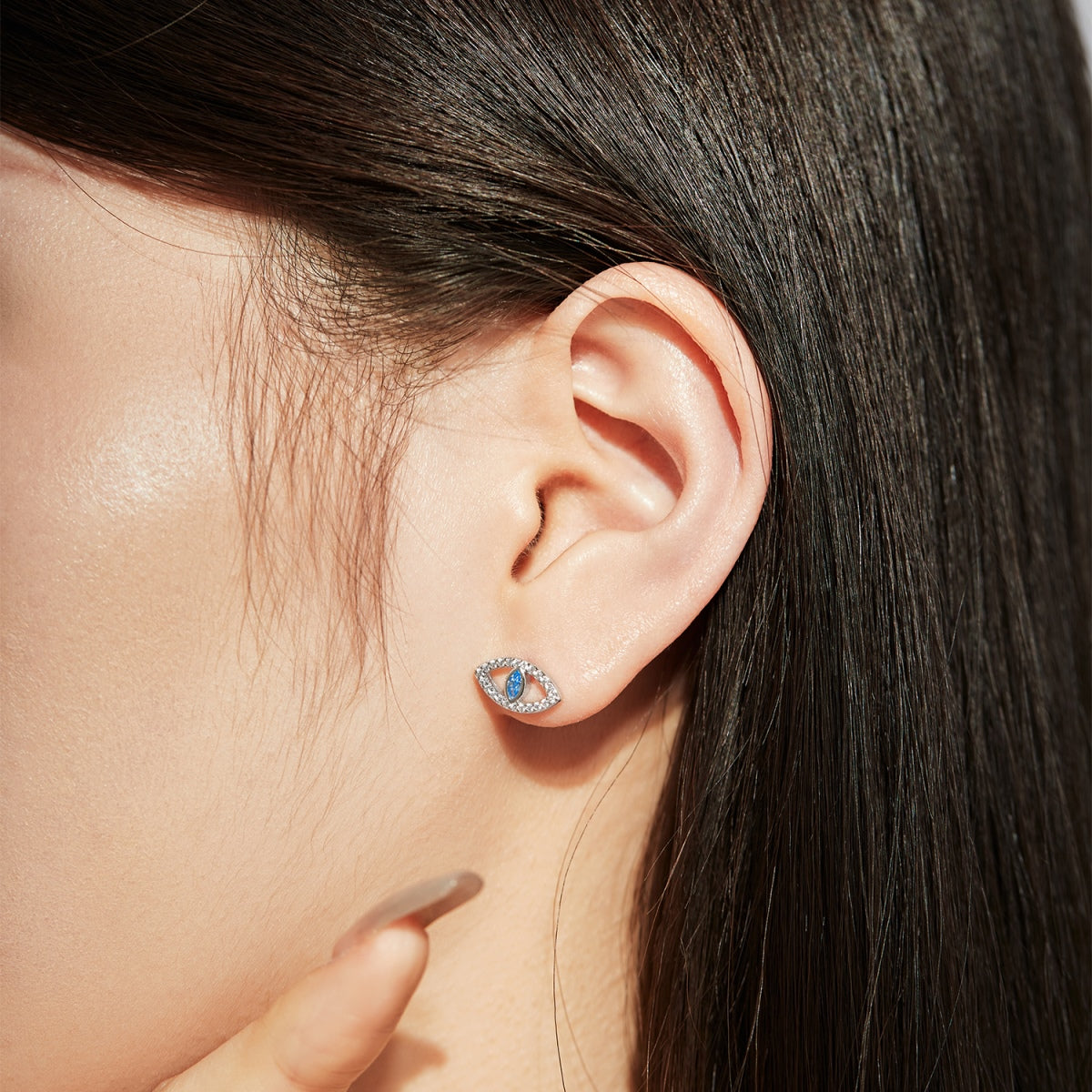 Angela Jewelry] Blaue Teufelsaugen Hohlohrstecker