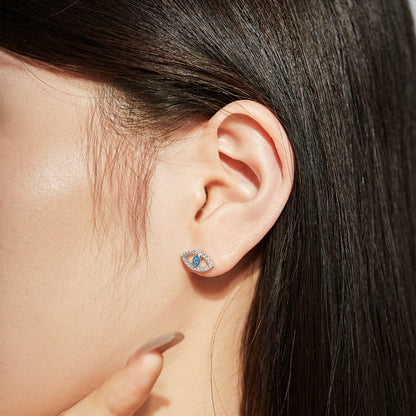 Angela Jewelry] Blaue Teufelsaugen Hohlohrstecker