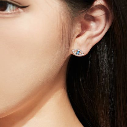 Angela Jewelry] Blaue Teufelsaugen Hohlohrstecker