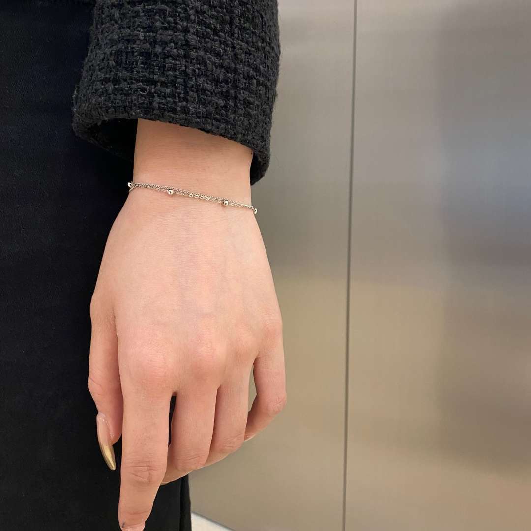 Angela Jewelry]Delicate Bead Double Layer Bracelet