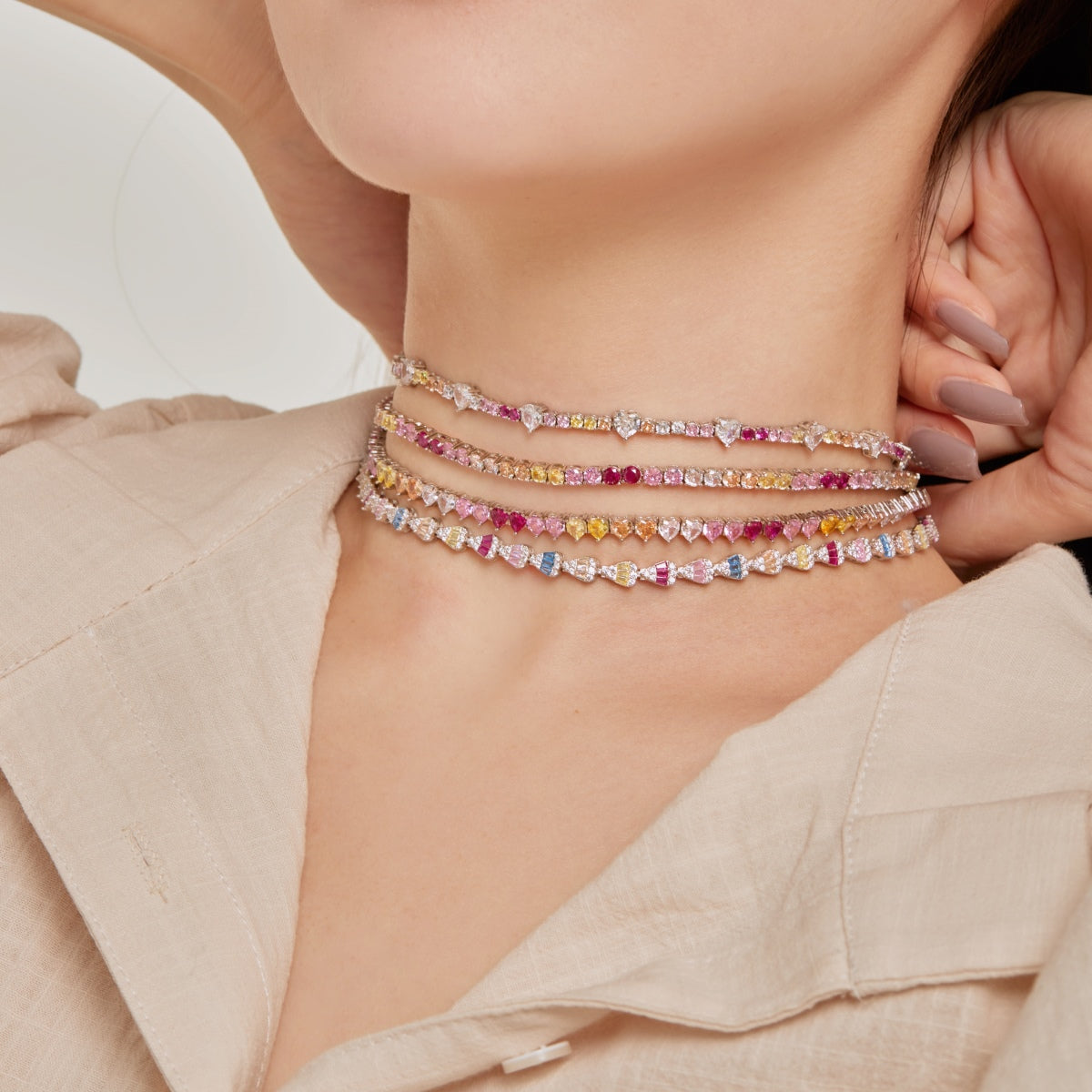 Angela Jewelry] Strahlend bunte Regenbogen-Halskette