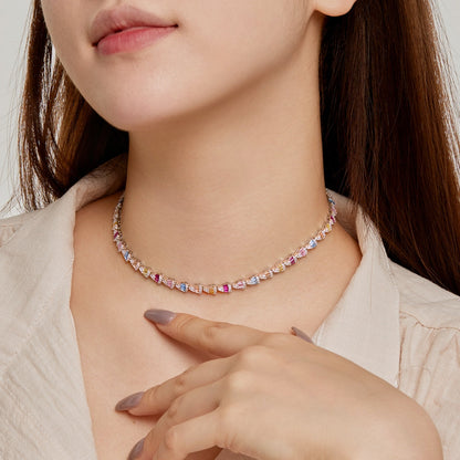 Angela Jewelry] Strahlend bunte Regenbogen-Halskette