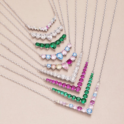 Angela Jewelry]Zierliche bunte Herzkette
