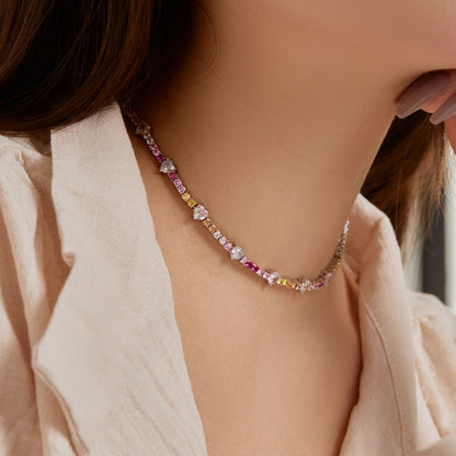 Angela Jewelry]Zarte bunte Regenbogen-Tenniskette