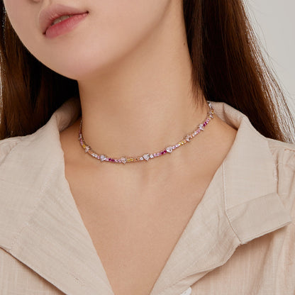 Angela Jewelry]Zarte bunte Regenbogen-Tenniskette