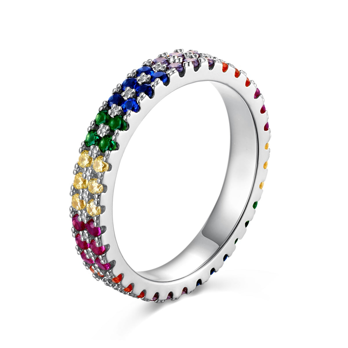 Angela Jewelry]Einzigartiger bunter Tennisring im Rundschliff