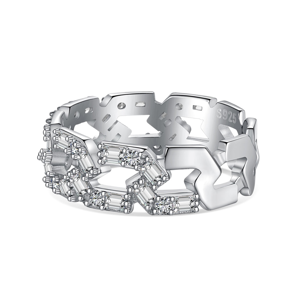 Angela Jewelry] Funkelnder, lebendiger Smaragdschliff-Ring für den Alltag