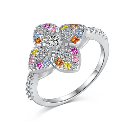 Angela Jewelry]Luxuriöser Bankettring in bunter Blumenform