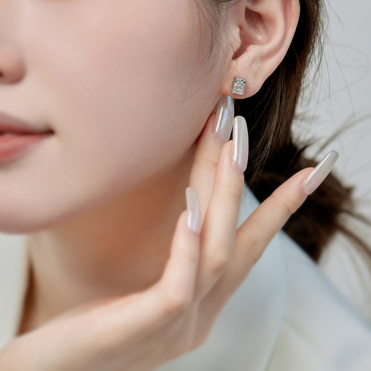 Angela Jewelry] Strahlende luxuriöse Princess Cut Daily Ohrringe