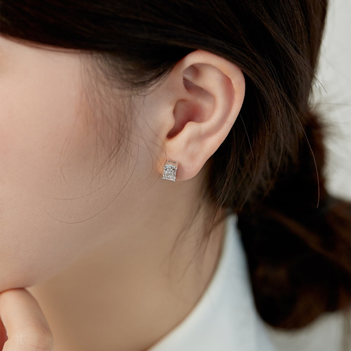 Angela Jewelry] Strahlende luxuriöse Princess Cut Daily Ohrringe