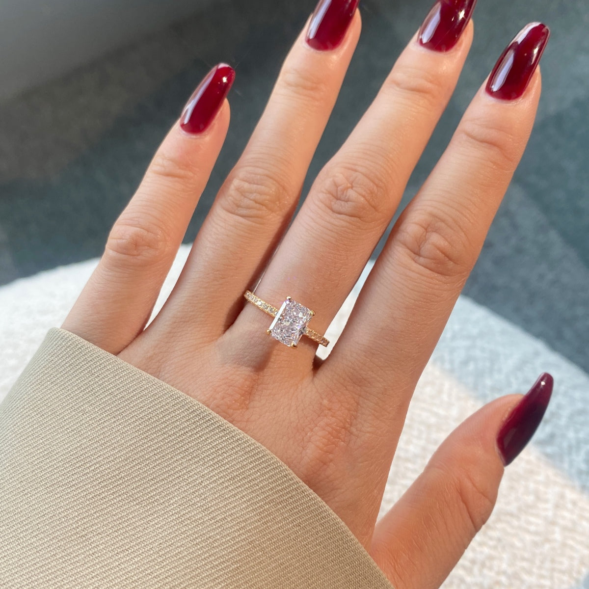 Angela Jewelry]2,0 Karat schillernder funkelnder Partyring im Radiantschliff