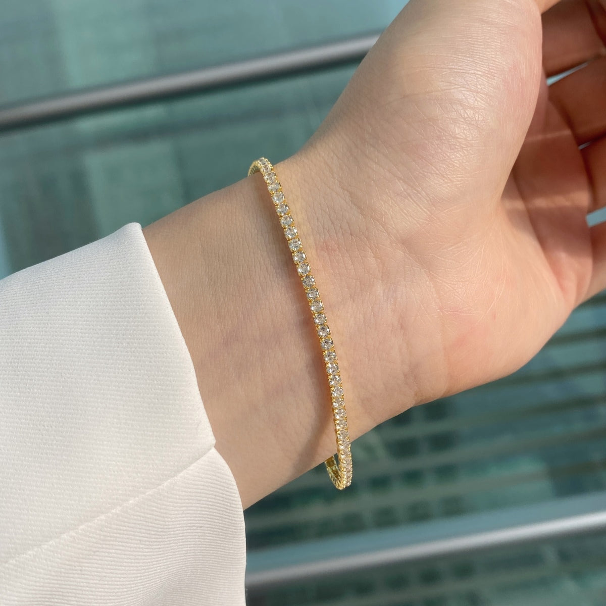 Angela Jewelry] Strahlend buntes Party-Armband im Rundschliff