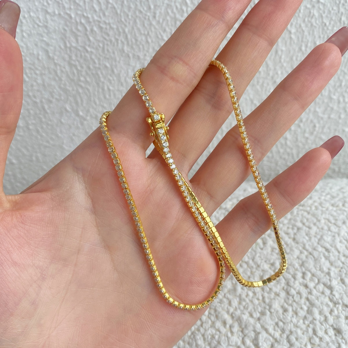 Angela Jewelry]Zarte Tenniskette in runder Form