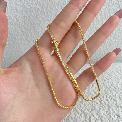 Angela Jewelry]Zarte Tenniskette in runder Form