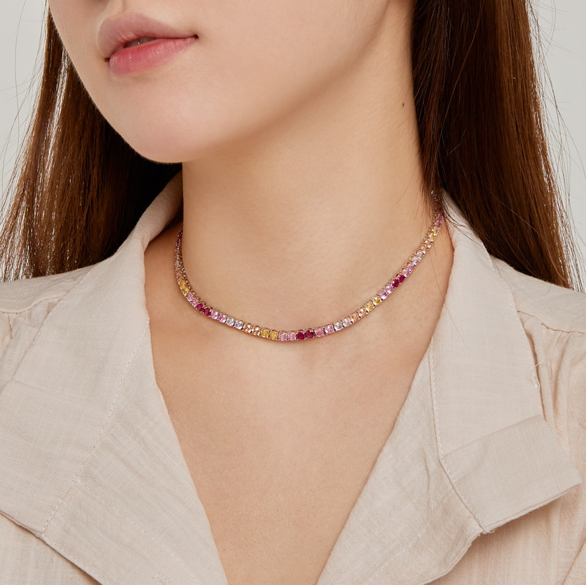 Angela Jewelry]Zarte bunte Tenniskette