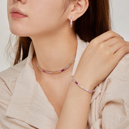 Angela Jewelry]Zarte bunte Tenniskette