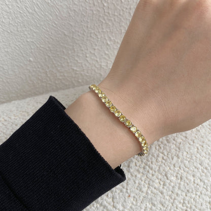 アンジェラジュエリー]華やかなラウンドカットのテニスブレスレット