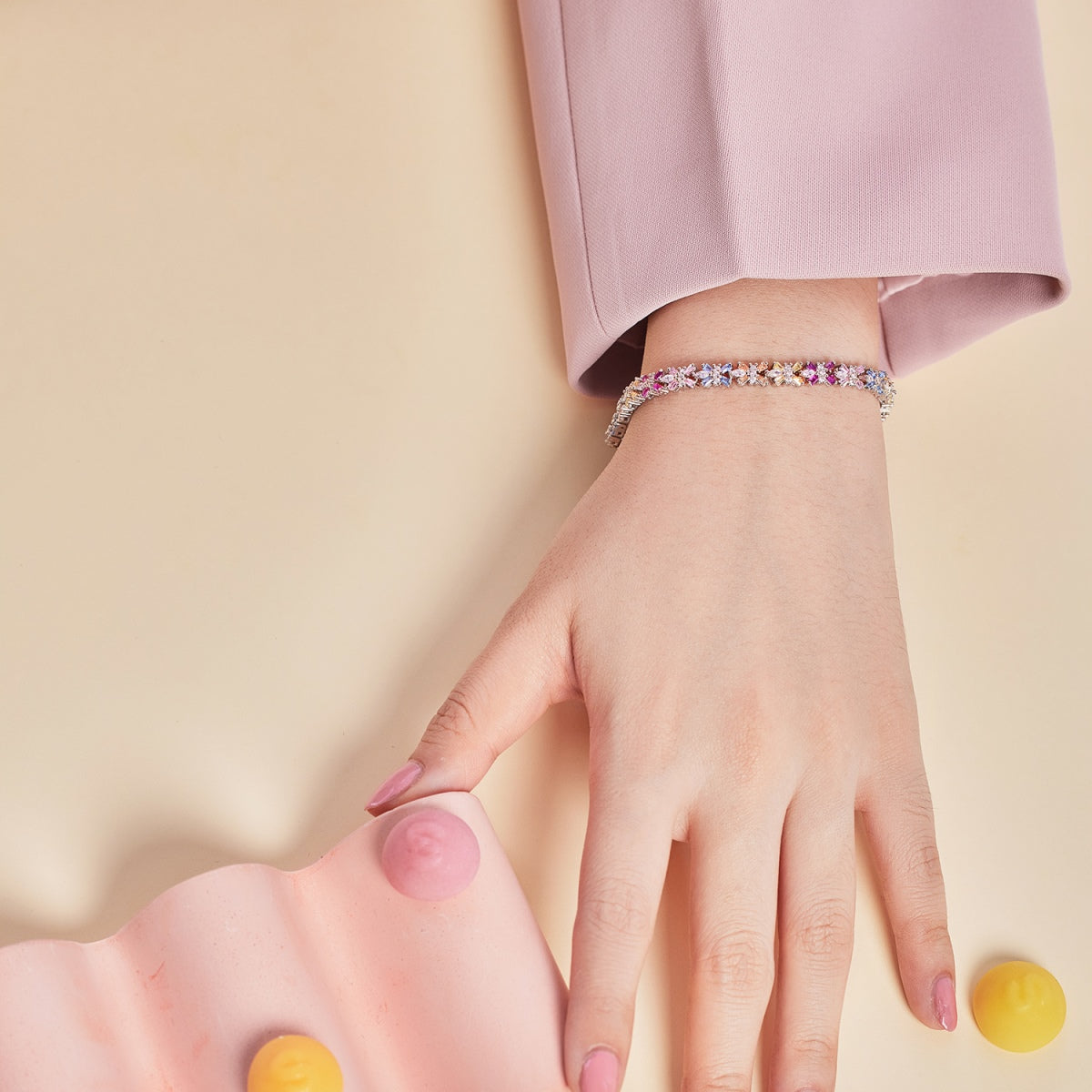 アンジェラジュエリー]輝くカラフルなエメラルドカットのパーティーブレスレット