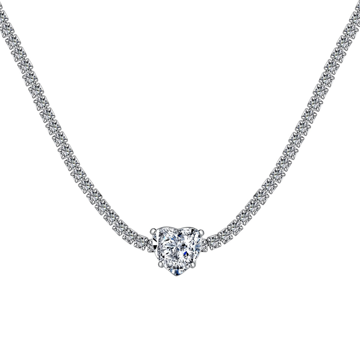 Angela Jewelry]2,0 Karat funkelnde Halskette im Tennis-Herzschliff