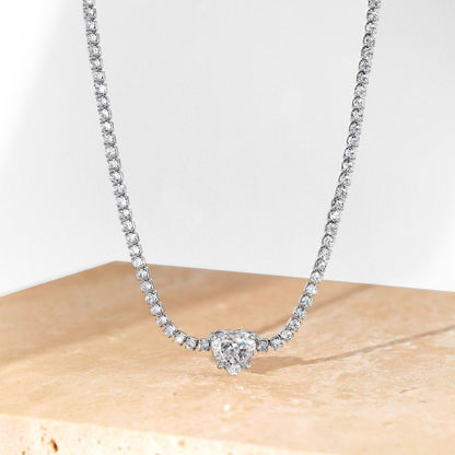 Angela Jewelry]2,0 Karat funkelnde Halskette im Tennis-Herzschliff