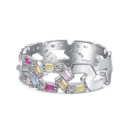 Angela Jewelry] Funkelnder, lebendiger Smaragdschliff-Ring für den Alltag