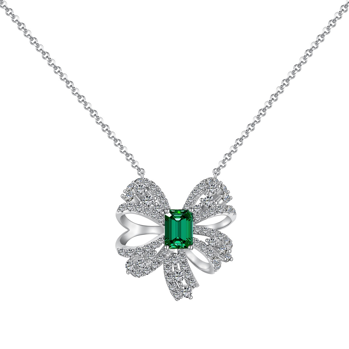 Angela Jewelry]Luxuriöse Halskette in Blumenform mit Smaragdschliff