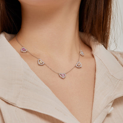 Angela Jewelry]Funkelnde Halskette mit fünf Herzen