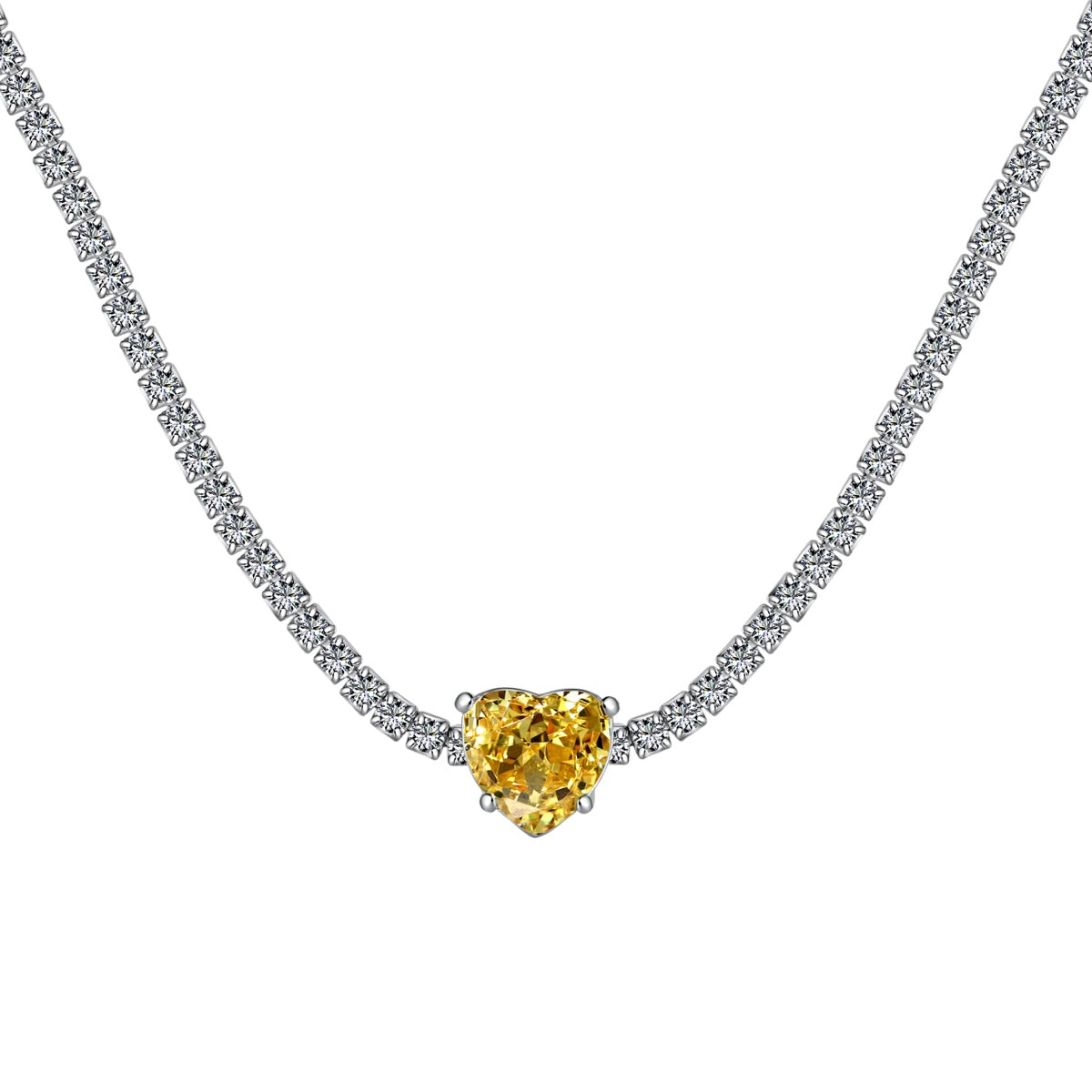Angela Jewelry]2,0 Karat funkelnde Halskette im Tennis-Herzschliff