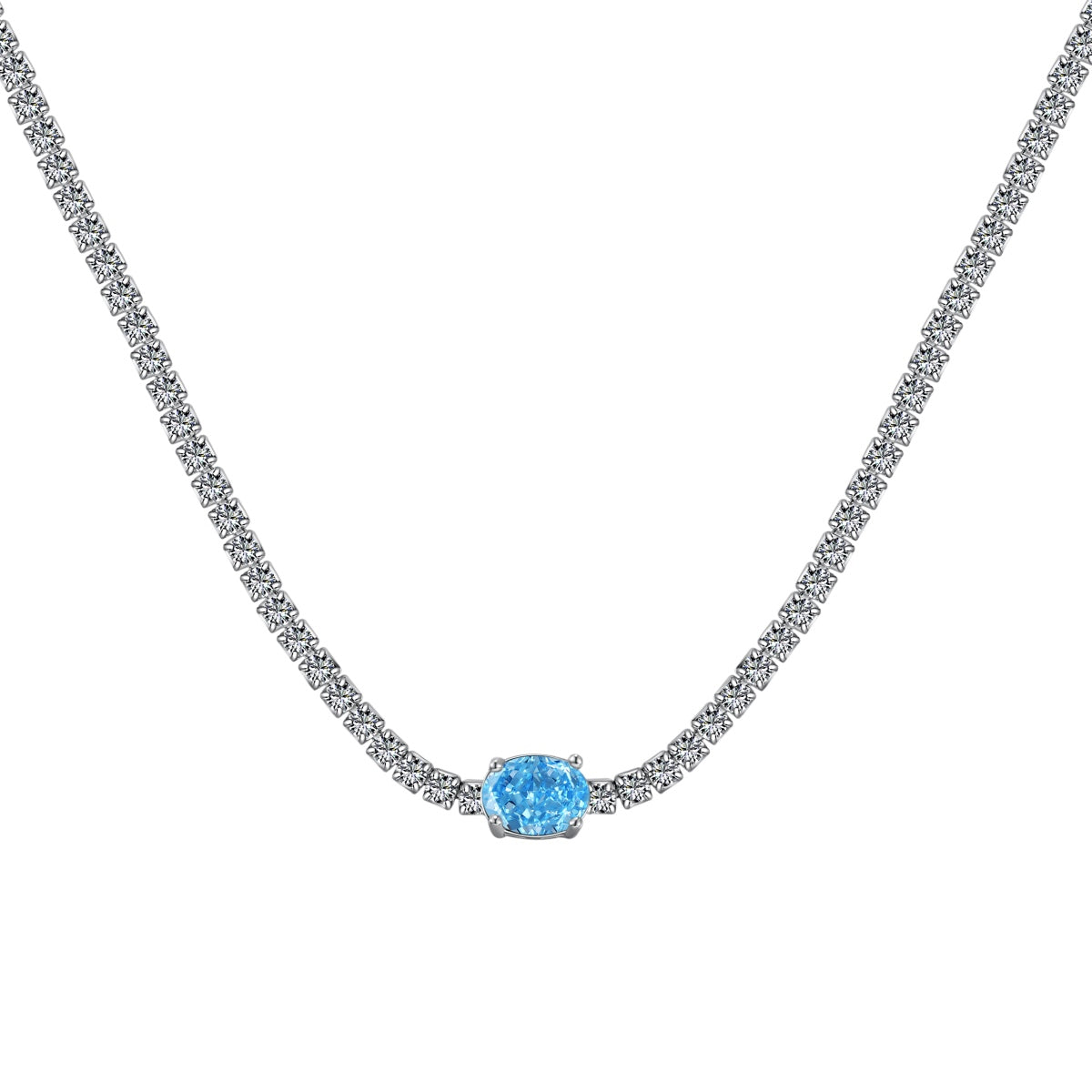Angela Jewelry]1,0 Karat glänzende Halskette im Ovalschliff