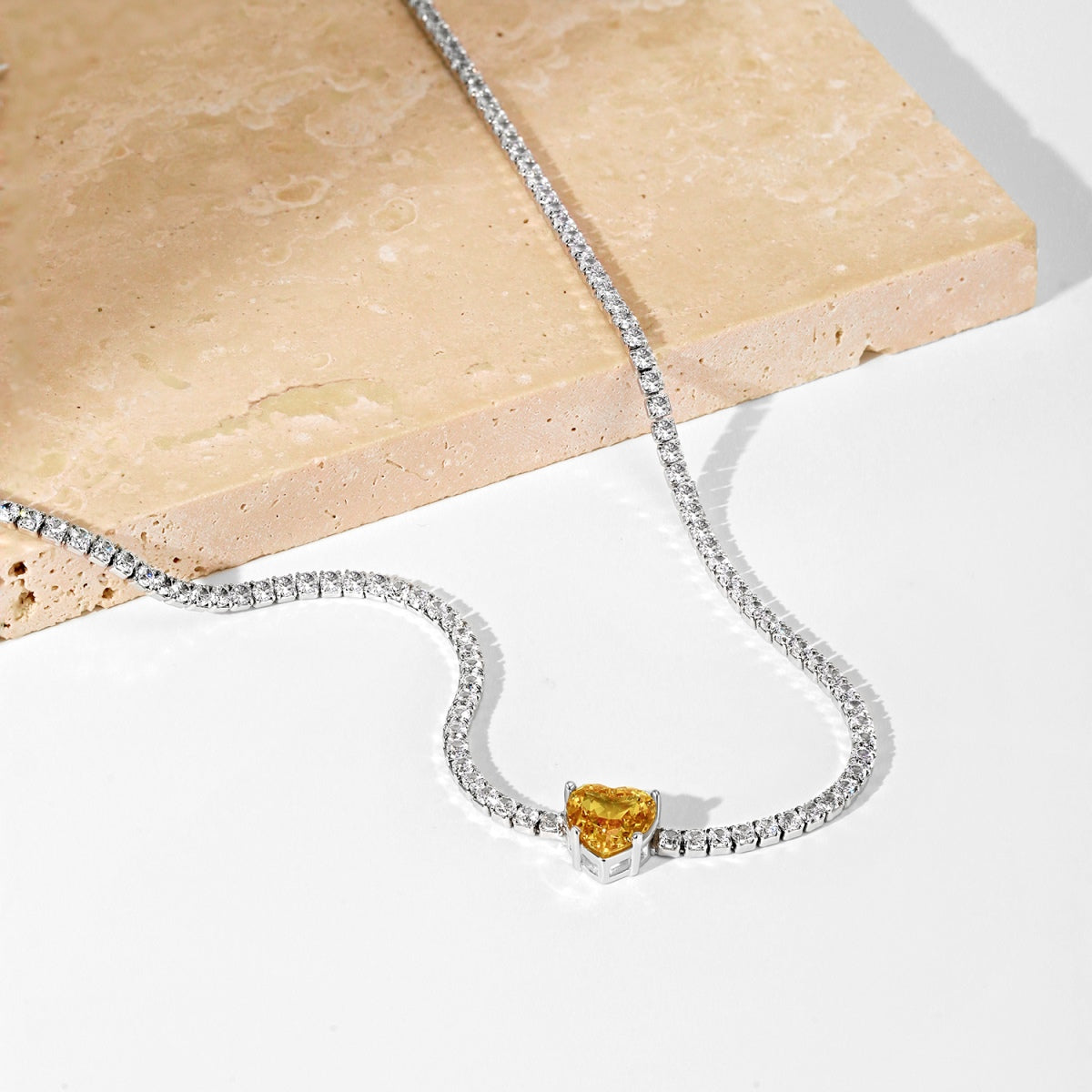 Angela Jewelry]2,0 Karat funkelnde Halskette im Tennis-Herzschliff