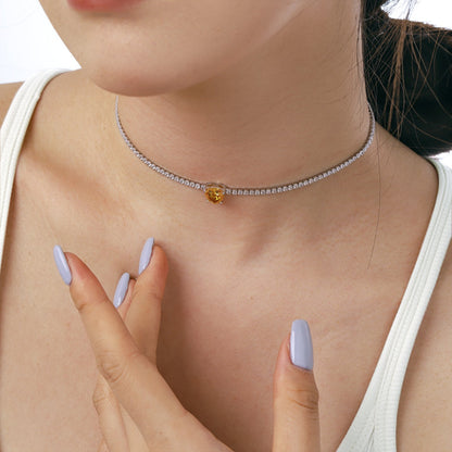 Angela Jewelry]2,0 Karat funkelnde Halskette im Tennis-Herzschliff