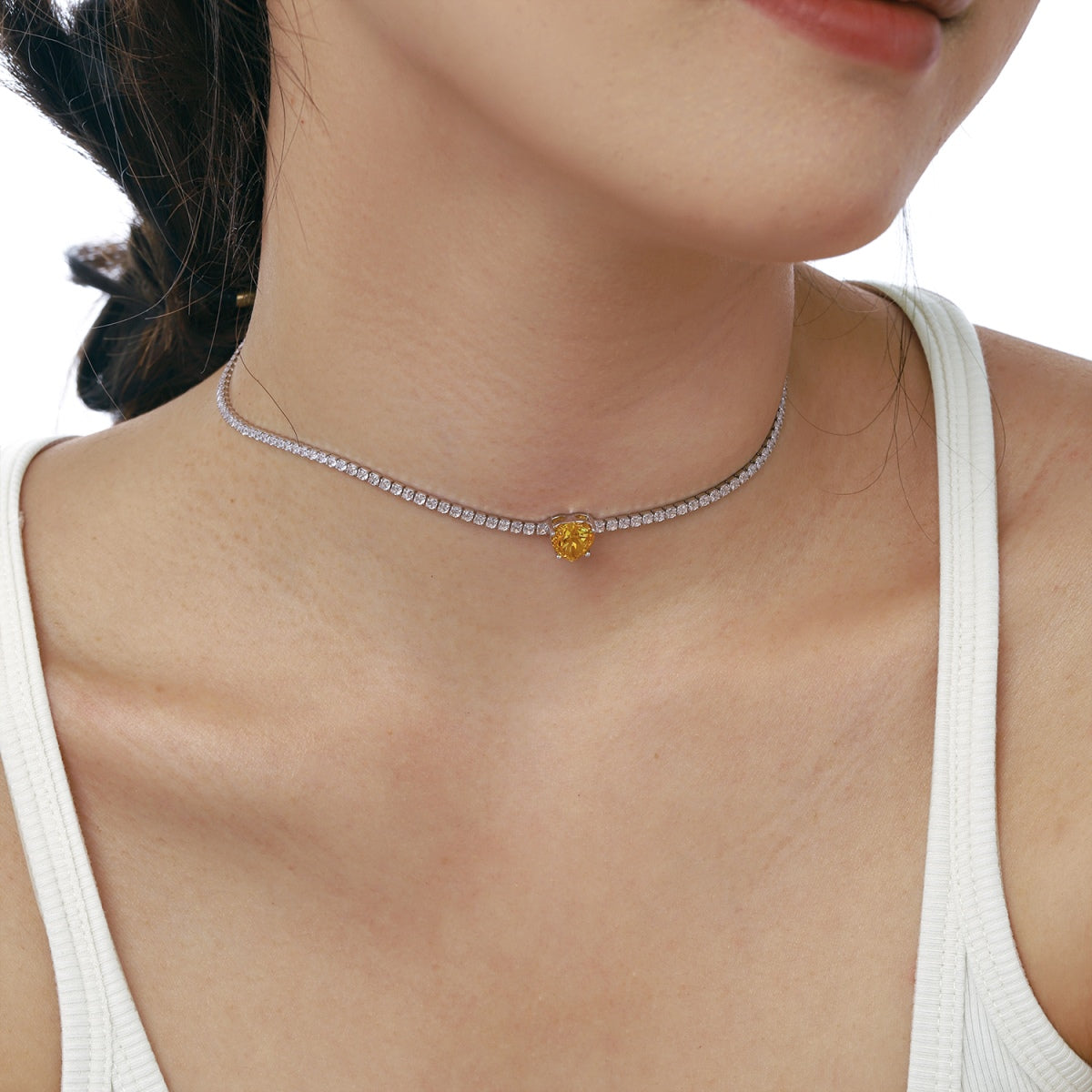 Angela Jewelry]2,0 Karat funkelnde Halskette im Tennis-Herzschliff