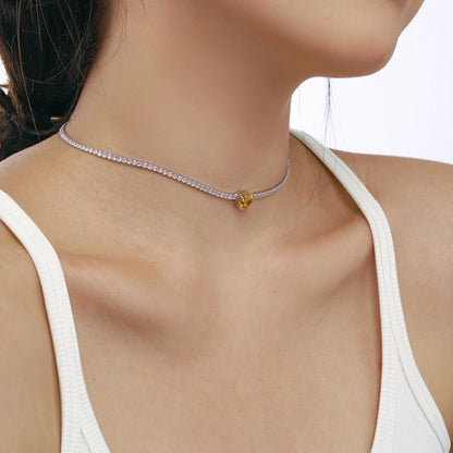 Angela Jewelry]2,0 Karat funkelnde Halskette im Tennis-Herzschliff