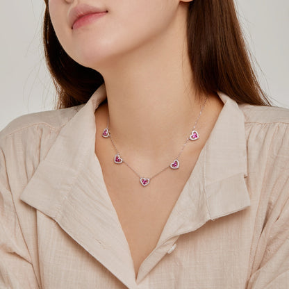Angela Jewelry]Funkelnde Halskette mit fünf Herzen