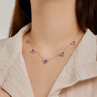 Angela Jewelry]Funkelnde Halskette mit fünf Herzen