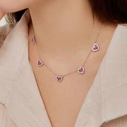 Angela Jewelry]Funkelnde Halskette mit fünf Herzen